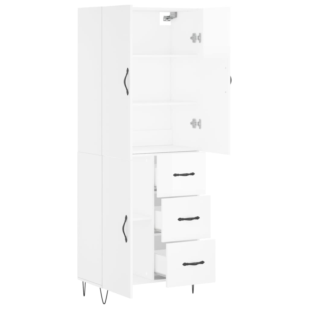 Image Buffet haut Blanc brillant 69,5x34x180 cm Bois d'ingénierie | Xios Store SNC vidaXL Xios Store SNC