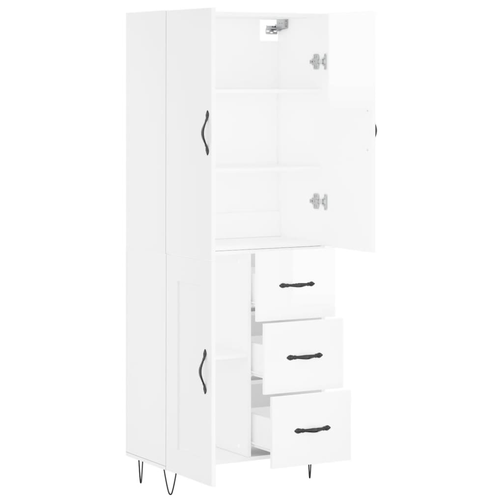 Image Buffet haut Blanc brillant 69,5x34x180 cm Bois d'ingénierie | Xios Store SNC vidaXL Xios Store SNC