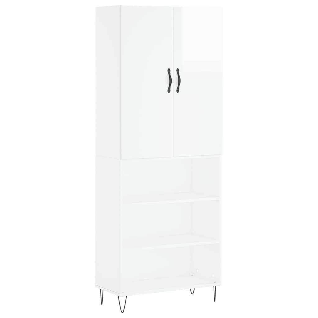 Image Buffet haut Blanc brillant 69,5x34x180 cm Bois d'ingénierie | Xios Store SNC vidaXL Xios Store SNC