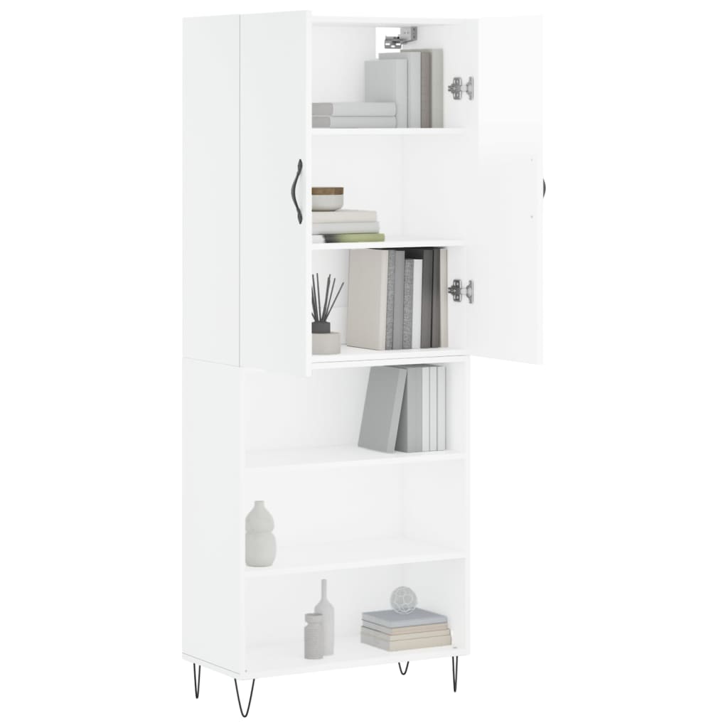 Image Buffet haut Blanc brillant 69,5x34x180 cm Bois d'ingénierie | Xios Store SNC vidaXL Xios Store SNC