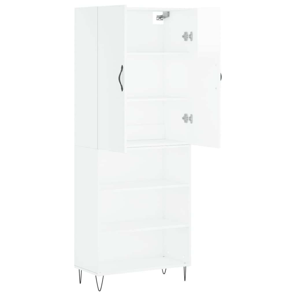 Image Buffet haut Blanc brillant 69,5x34x180 cm Bois d'ingénierie | Xios Store SNC vidaXL Xios Store SNC