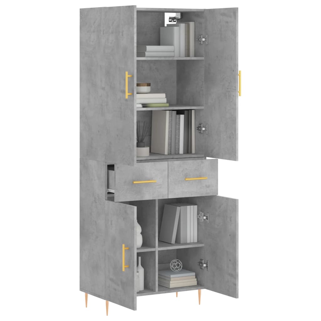 Image Buffet haut Gris béton 69,5x34x180 cm Bois d'ingénierie | Xios Store SNC vidaXL Xios Store SNC