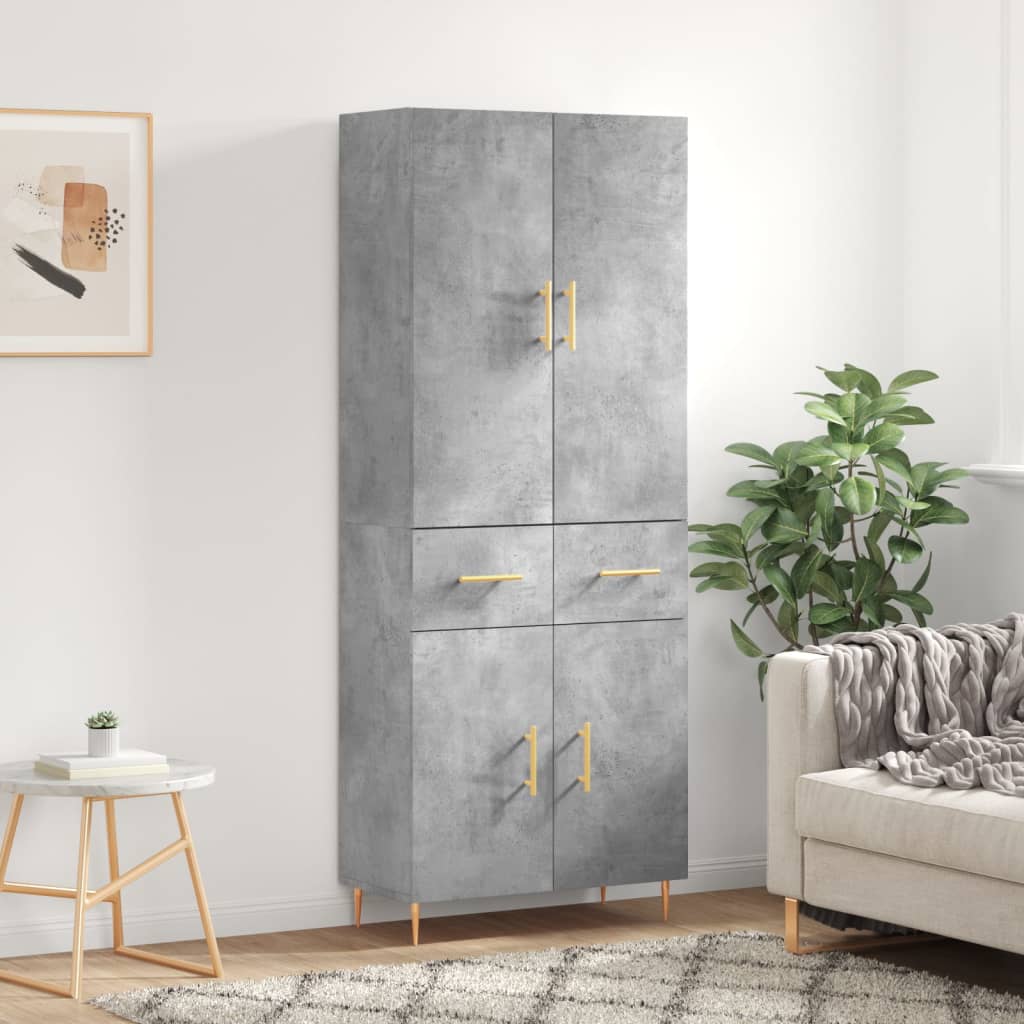 Image Buffet haut Gris béton 69,5x34x180 cm Bois d'ingénierie | Xios Store SNC vidaXL Xios Store SNC