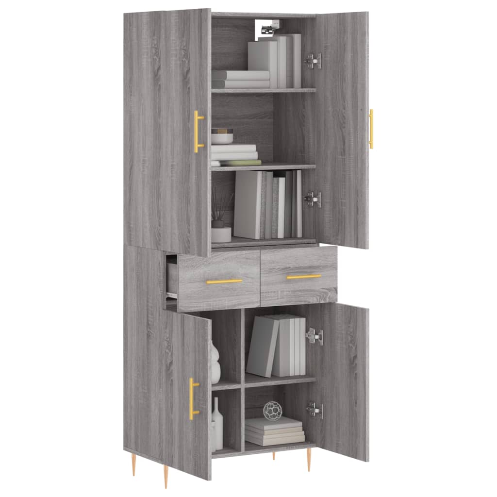 Image Buffet haut Sonoma gris 69,5x34x180 cm Bois d'ingénierie | Xios Store SNC vidaXL Xios Store SNC