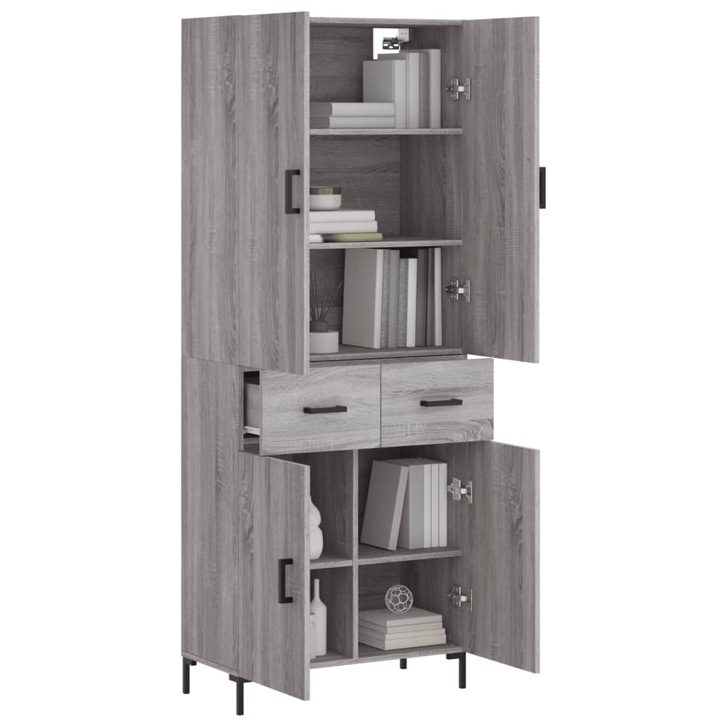 Image Buffet haut Sonoma gris 69,5x34x180 cm Bois d'ingénierie | Xios Store SNC vidaXL Xios Store SNC