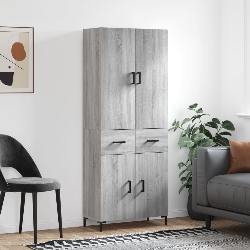 Image Buffet haut Sonoma gris 69,5x34x180 cm Bois d'ingénierie | Xios Store SNC vidaXL Xios Store SNC