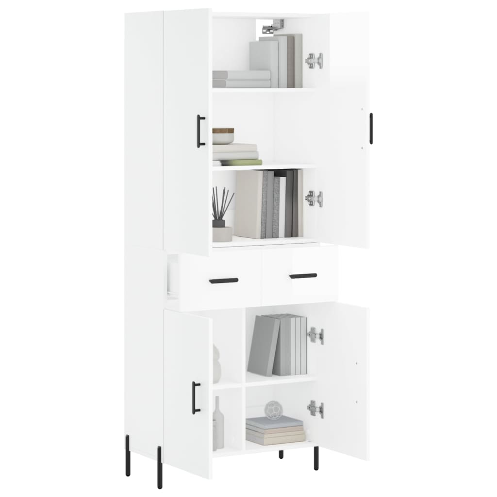 Image Buffet haut Blanc brillant 69,5x34x180 cm Bois d'ingénierie | Xios Store SNC vidaXL Xios Store SNC