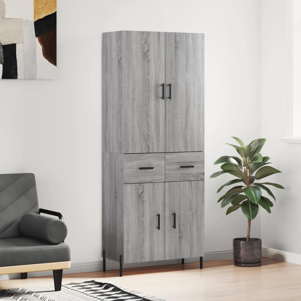 Image Buffet haut Sonoma gris 69,5x34x180 cm Bois d'ingénierie | Xios Store SNC vidaXL Xios Store SNC