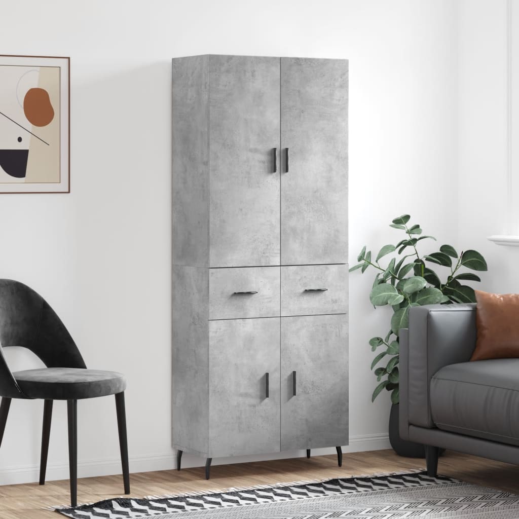 Image Buffet haut Gris béton 69,5x34x180 cm Bois d'ingénierie | Xios Store SNC vidaXL Xios Store SNC