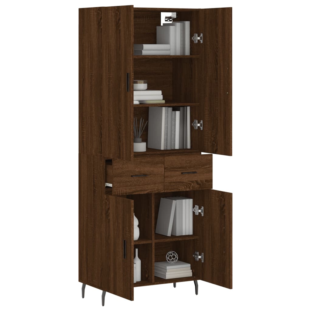 Image Buffet haut Chêne marron 69,5x34x180 cm Bois d'ingénierie | Xios Store SNC vidaXL Xios Store SNC