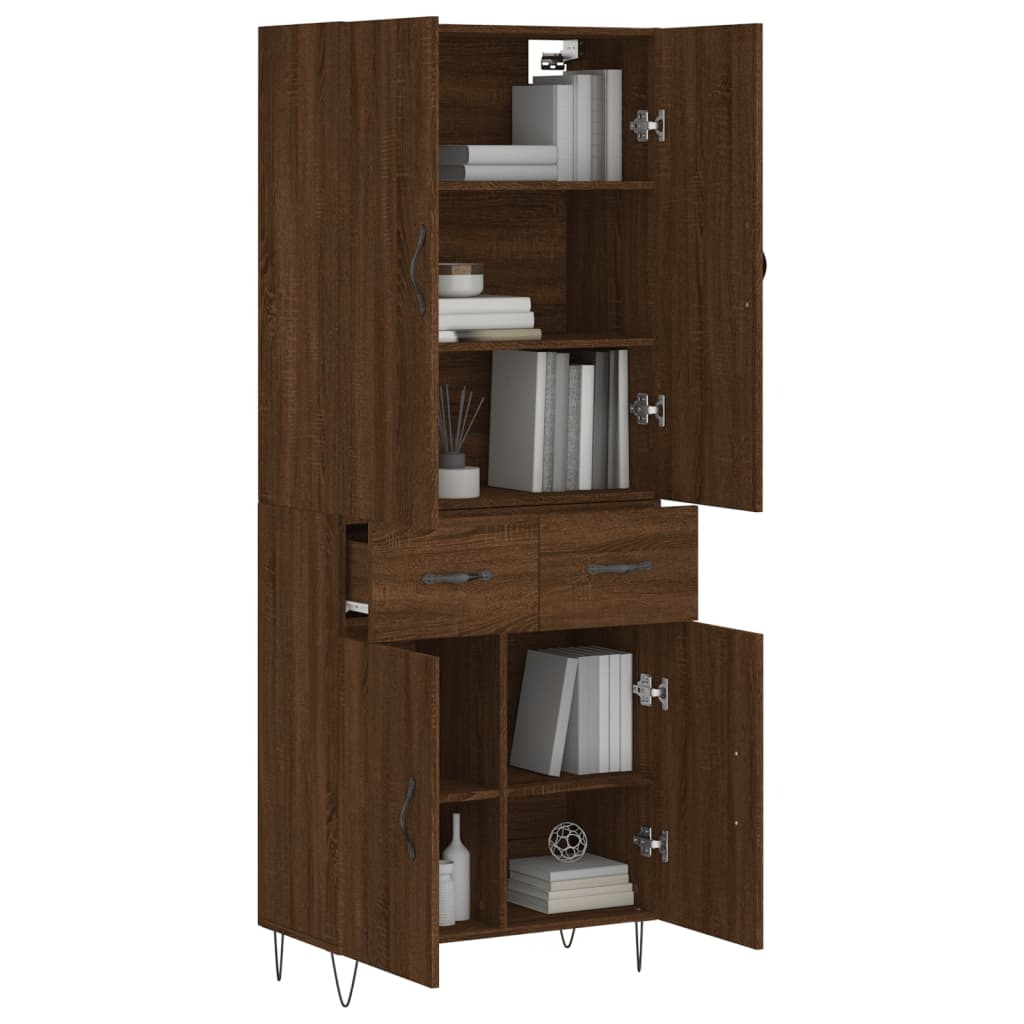 Image Buffet haut Chêne marron 69,5x34x180 cm Bois d'ingénierie | Xios Store SNC vidaXL Xios Store SNC