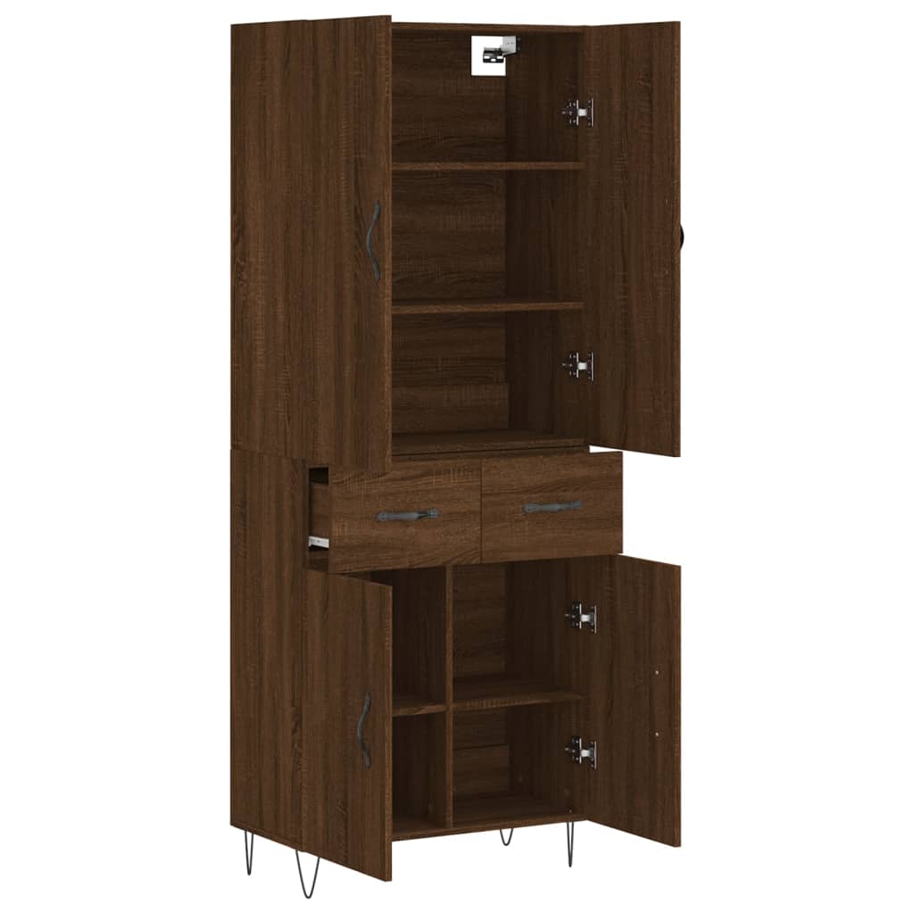 Image Buffet haut Chêne marron 69,5x34x180 cm Bois d'ingénierie | Xios Store SNC vidaXL Xios Store SNC