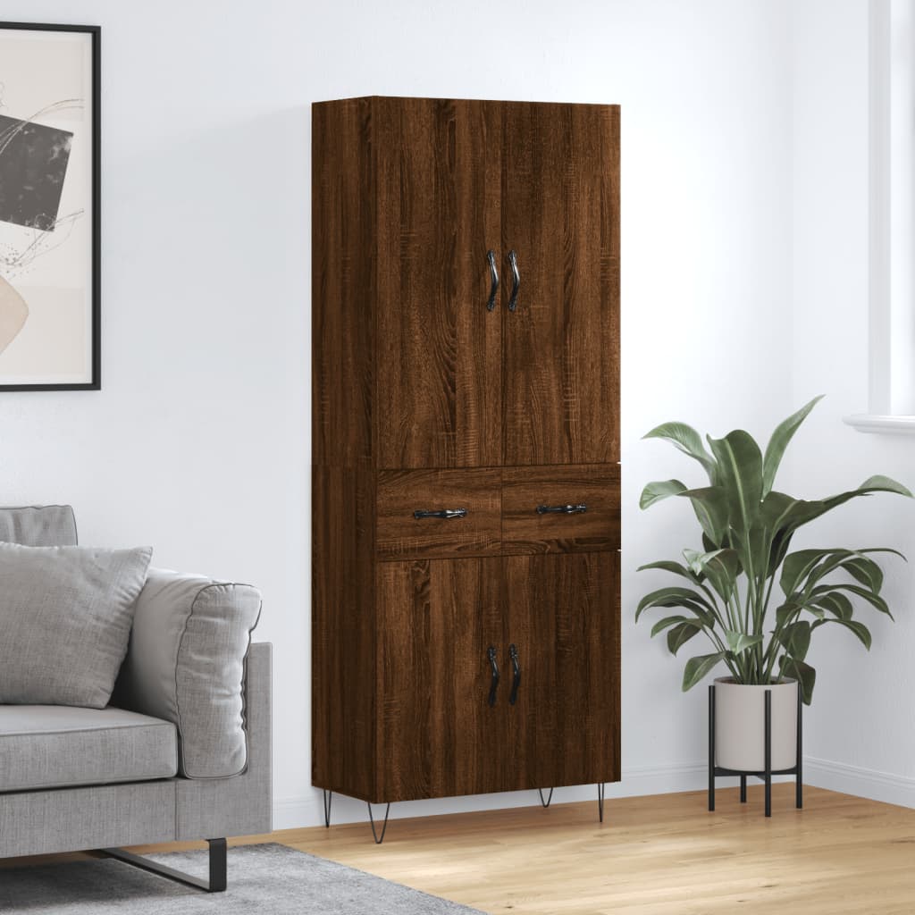 Image Buffet haut Chêne marron 69,5x34x180 cm Bois d'ingénierie | Xios Store SNC vidaXL Xios Store SNC