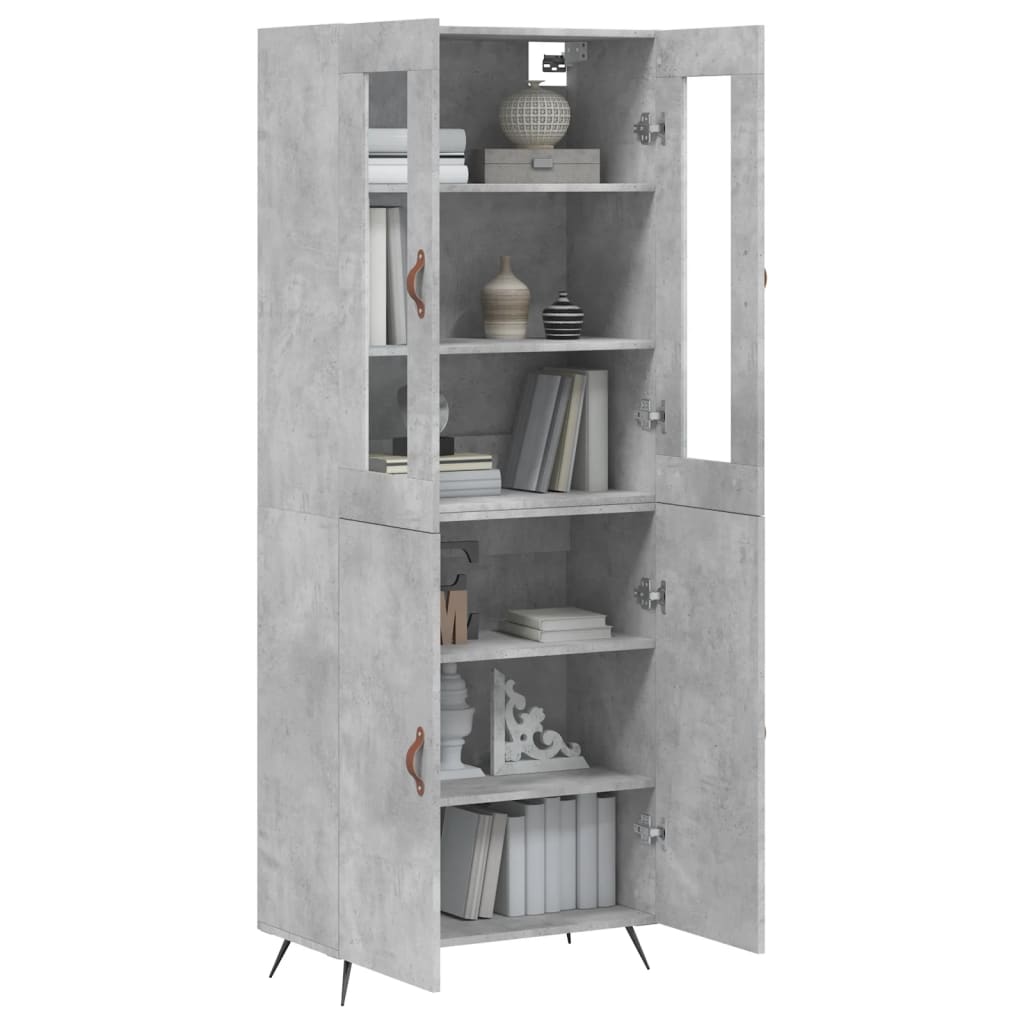 Image Buffet haut Gris béton 69,5x34x180 cm Bois d'ingénierie | Xios Store SNC vidaXL Xios Store SNC