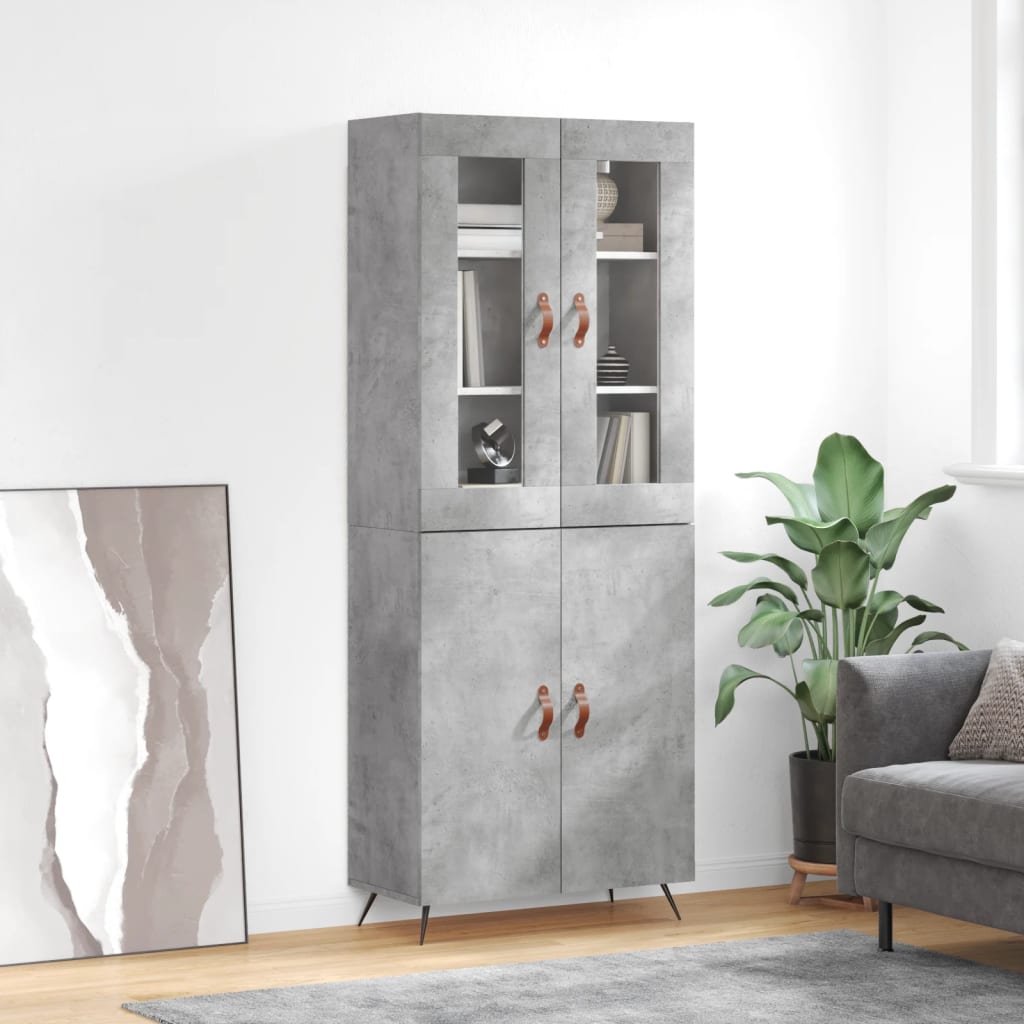 Image Buffet haut Gris béton 69,5x34x180 cm Bois d'ingénierie | Xios Store SNC vidaXL Xios Store SNC