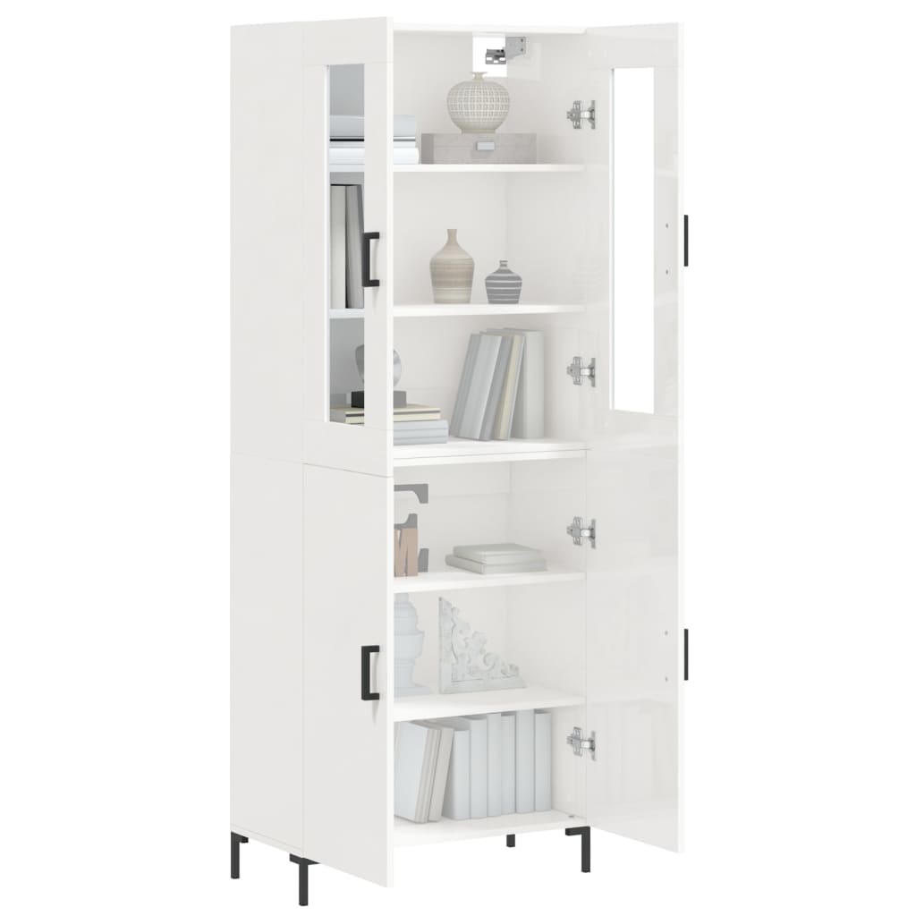 Image Buffet haut Blanc brillant 69,5x34x180 cm Bois d'ingénierie | Xios Store SNC vidaXL Xios Store SNC