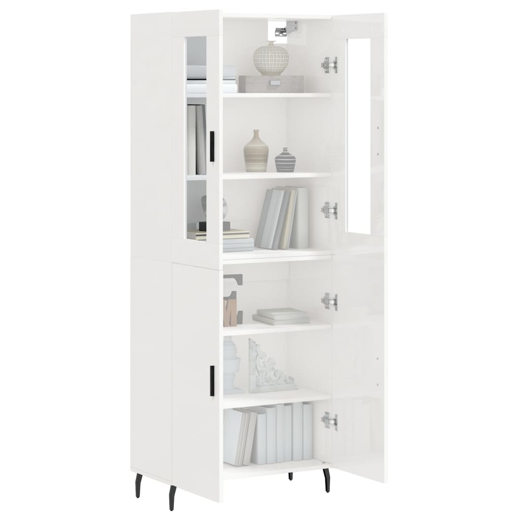 Image Buffet haut Blanc brillant 69,5x34x180 cm Bois d'ingénierie | Xios Store SNC vidaXL Xios Store SNC