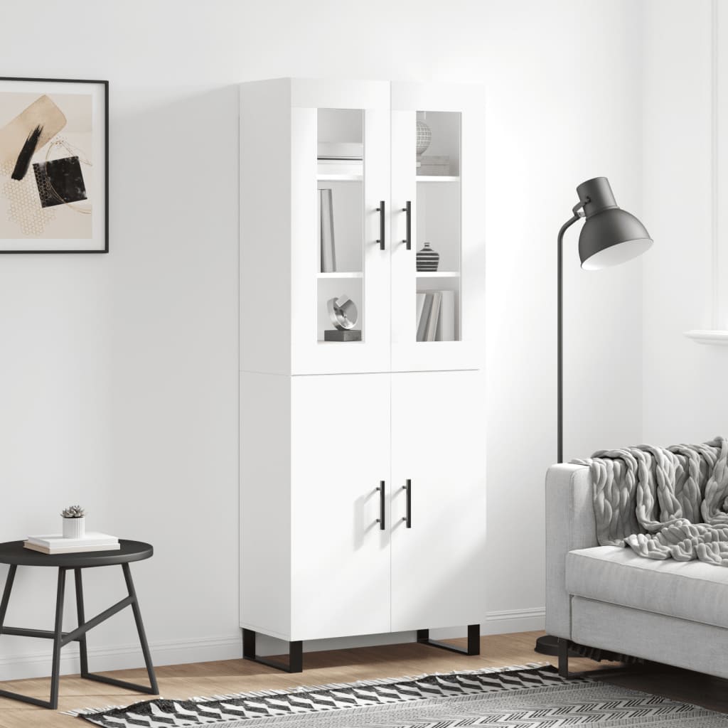 Image Buffet haut Blanc 69,5x34x180 cm Bois d'ingénierie | Xios Store SNC vidaXL Xios Store SNC