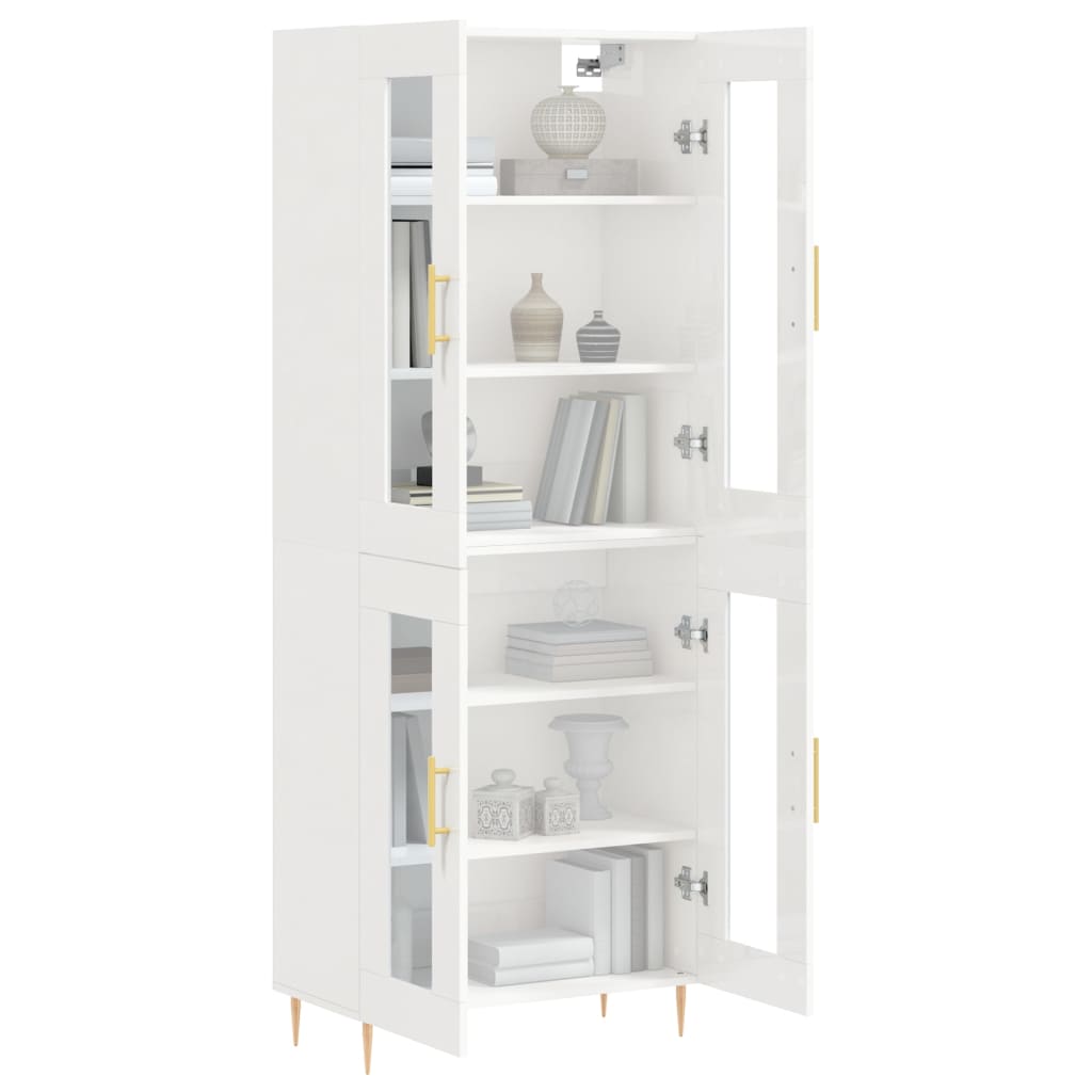 Image Buffet haut Blanc brillant 69,5x34x180 cm Bois d'ingénierie | Xios Store SNC vidaXL Xios Store SNC