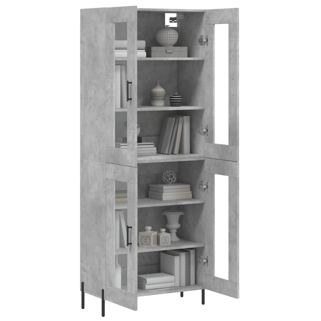 Image Buffet haut Gris béton 69,5x34x180 cm Bois d'ingénierie | Xios Store SNC vidaXL Xios Store SNC