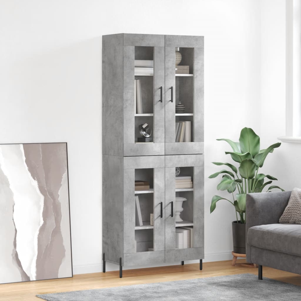 Image Buffet haut Gris béton 69,5x34x180 cm Bois d'ingénierie | Xios Store SNC vidaXL Xios Store SNC