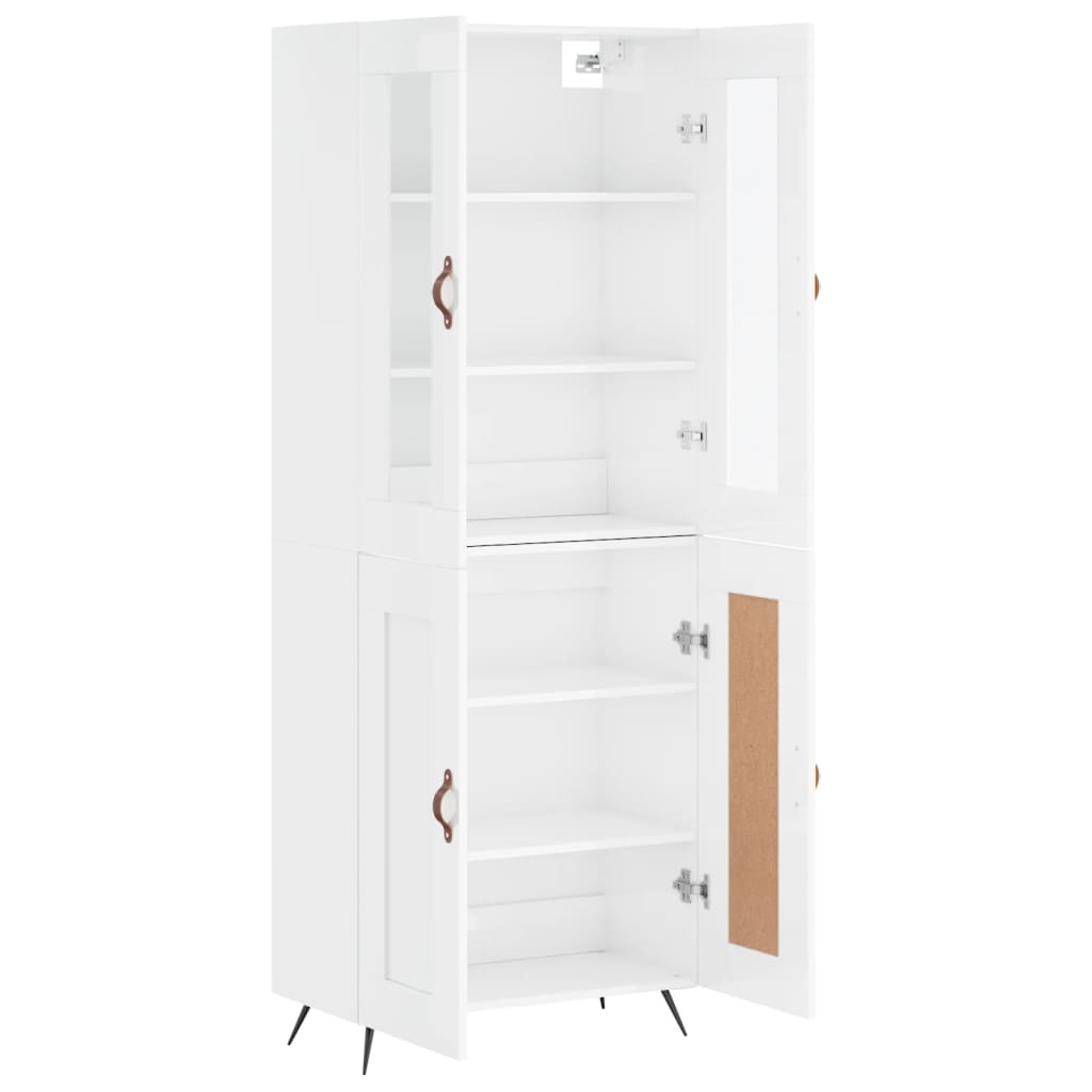 Image Buffet haut Blanc brillant 69,5x34x180 cm Bois d'ingénierie | Xios Store SNC vidaXL Xios Store SNC