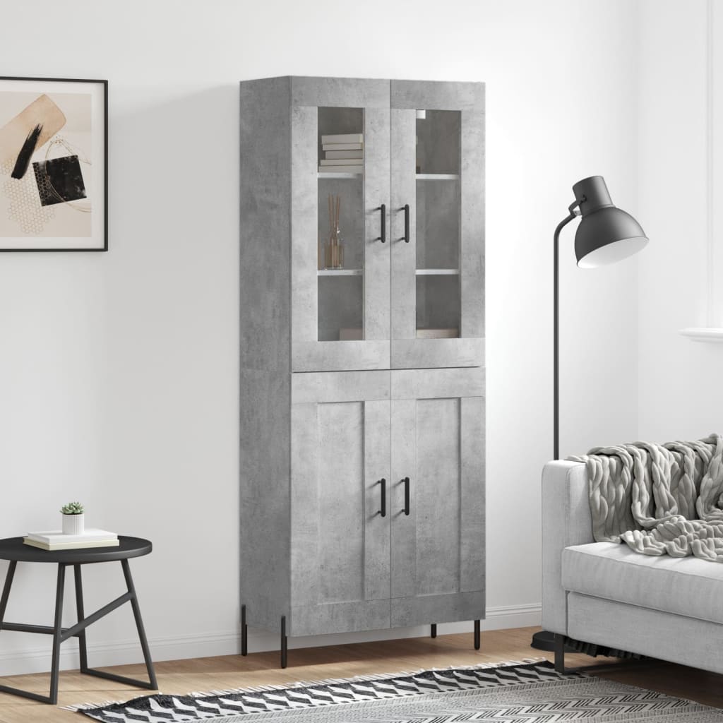 Image Buffet haut Gris béton 69,5x34x180 cm Bois d'ingénierie | Xios Store SNC vidaXL Xios Store SNC