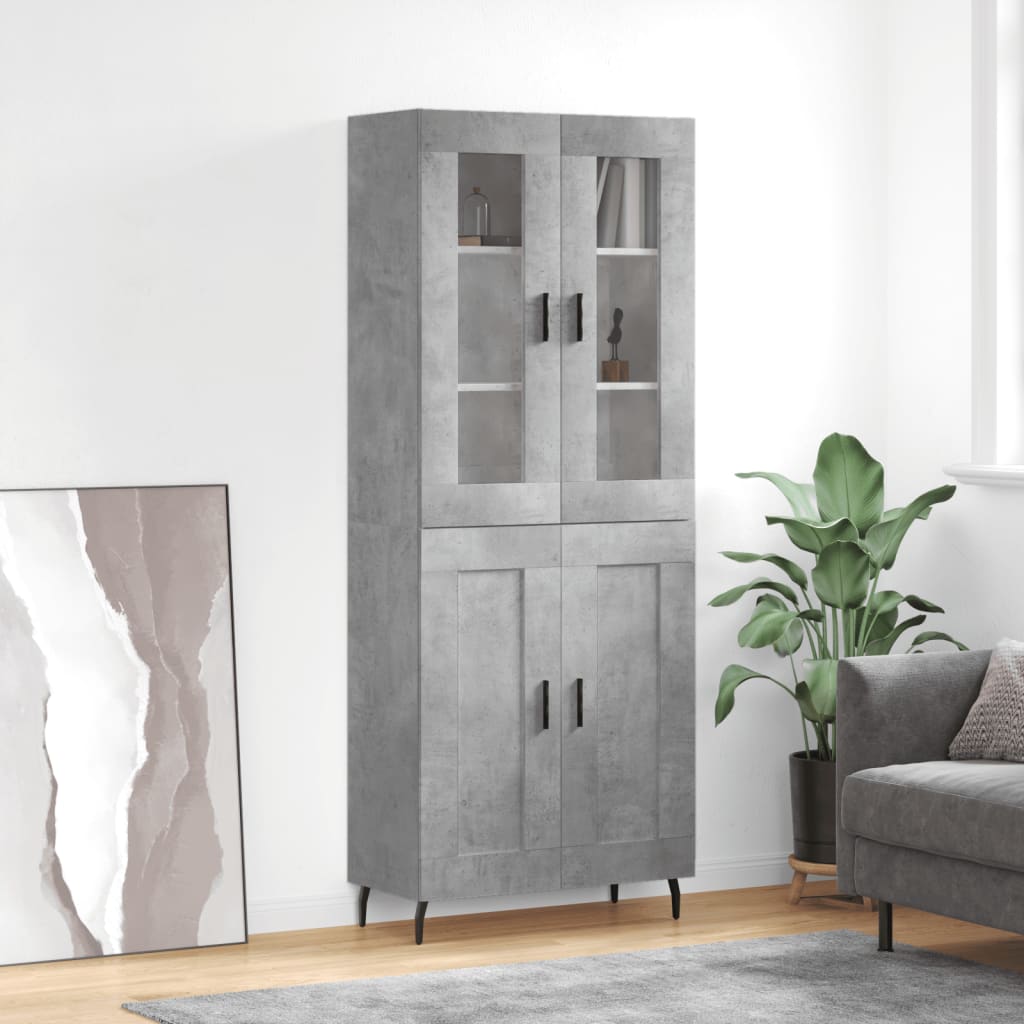 Image Buffet haut Gris béton 69,5x34x180 cm Bois d'ingénierie | Xios Store SNC vidaXL Xios Store SNC