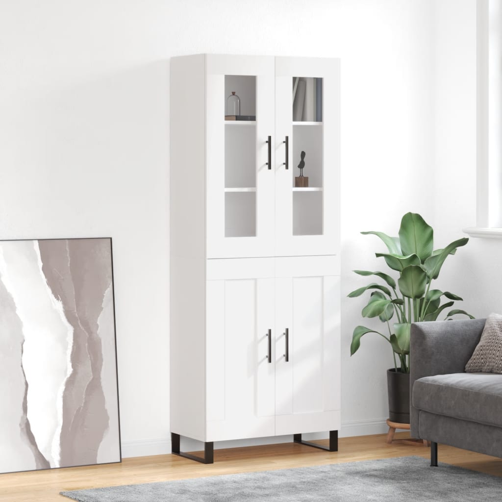 Image Buffet haut Blanc 69,5x34x180 cm Bois d'ingénierie | Xios Store SNC vidaXL Xios Store SNC