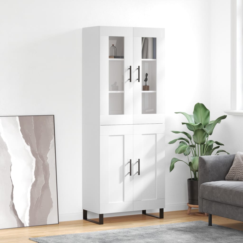 Image Buffet haut Blanc brillant 69,5x34x180 cm Bois d'ingénierie | Xios Store SNC vidaXL Xios Store SNC