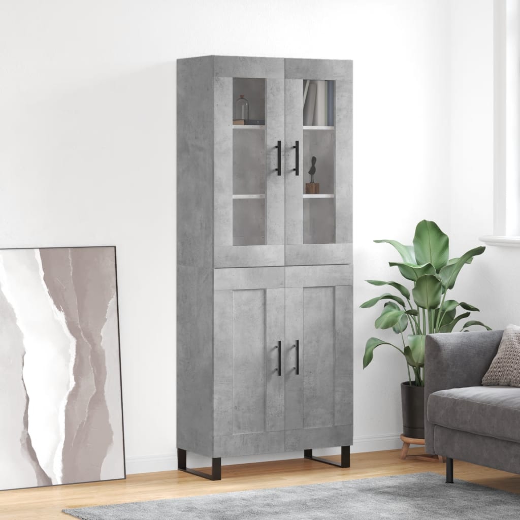 Image Buffet haut Gris béton 69,5x34x180 cm Bois d'ingénierie | Xios Store SNC vidaXL Xios Store SNC