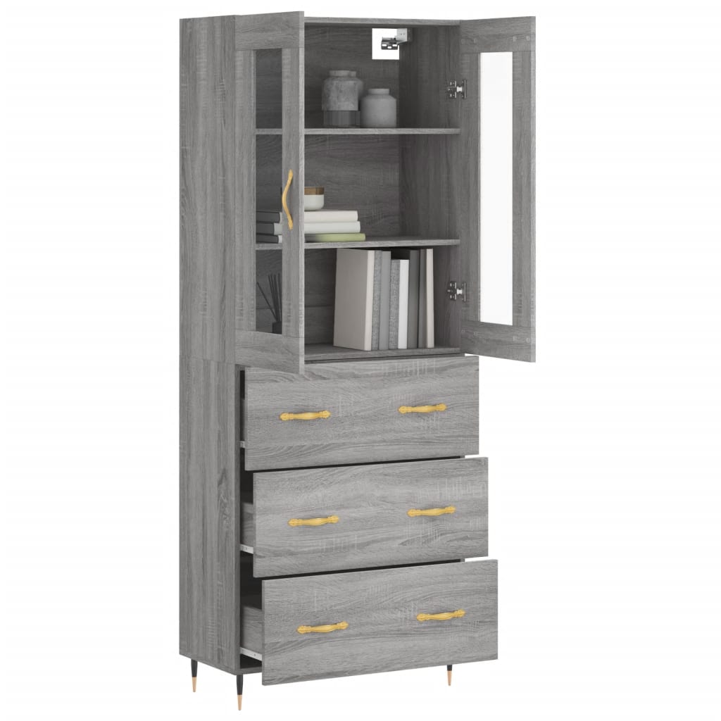 Image Buffet haut Sonoma gris 69,5x34x180 cm Bois d'ingénierie | Xios Store SNC vidaXL Xios Store SNC