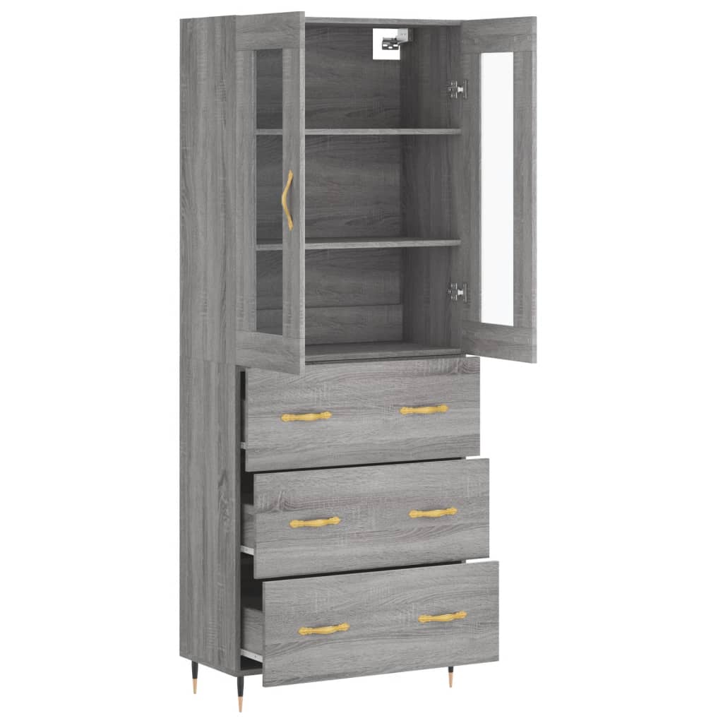 Image Buffet haut Sonoma gris 69,5x34x180 cm Bois d'ingénierie | Xios Store SNC vidaXL Xios Store SNC