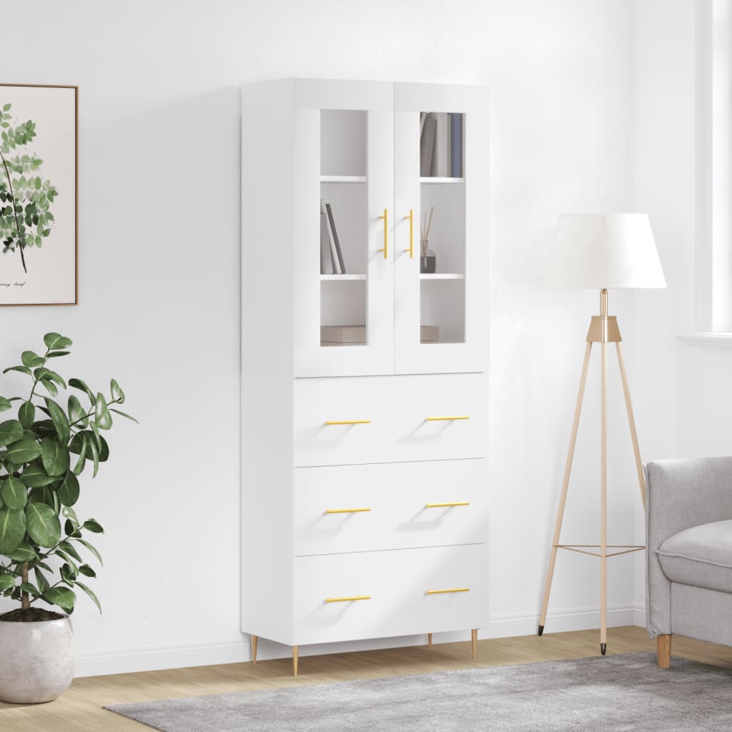 Image Buffet haut Blanc 69,5x34x180 cm Bois d'ingénierie | Xios Store SNC vidaXL Xios Store SNC