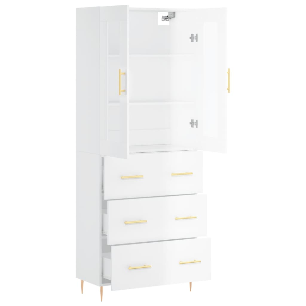 Image Buffet haut Blanc brillant 69,5x34x180 cm Bois d'ingénierie | Xios Store SNC vidaXL Xios Store SNC