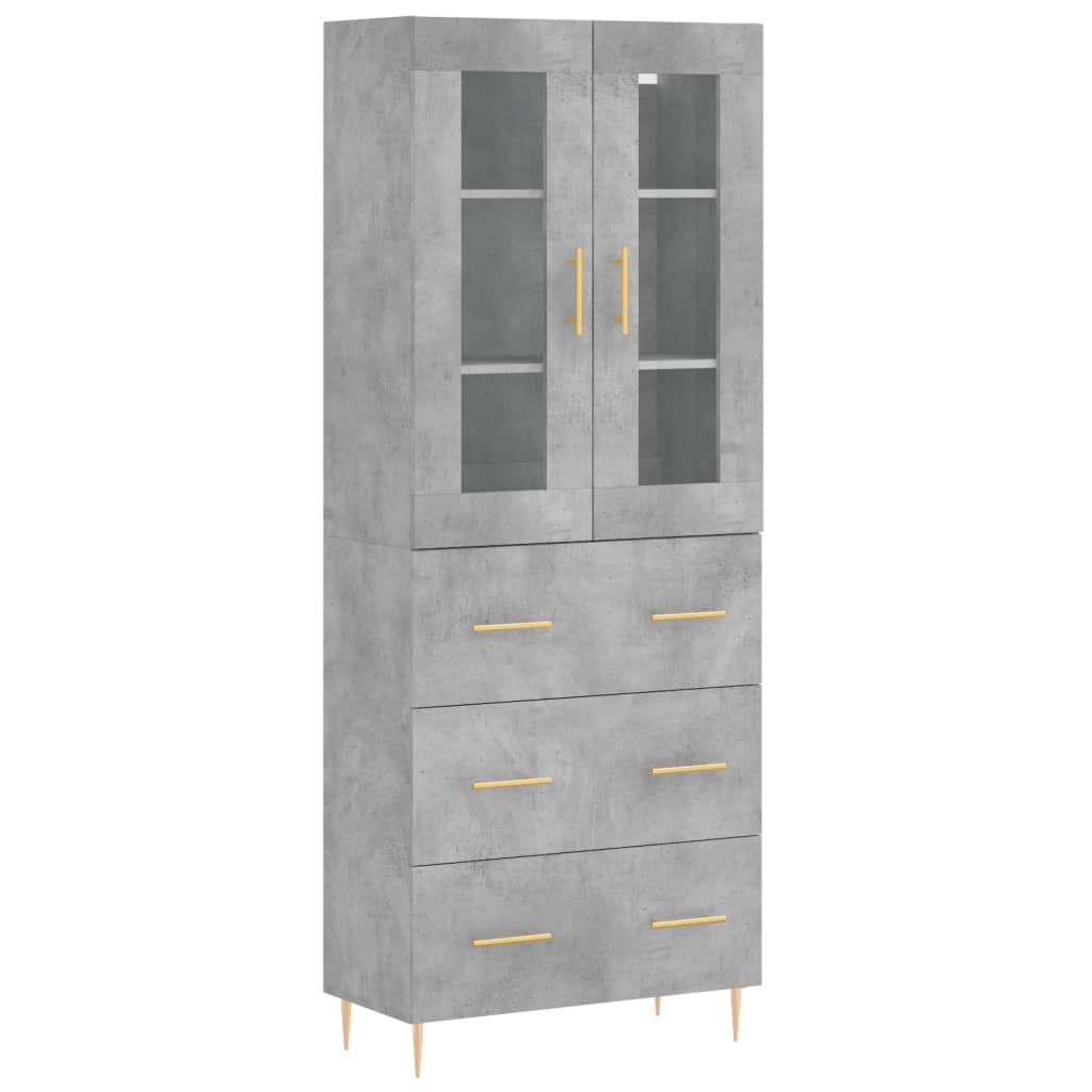 Image Buffet haut Gris béton 69,5x34x180 cm Bois d'ingénierie | Xios Store SNC vidaXL Xios Store SNC