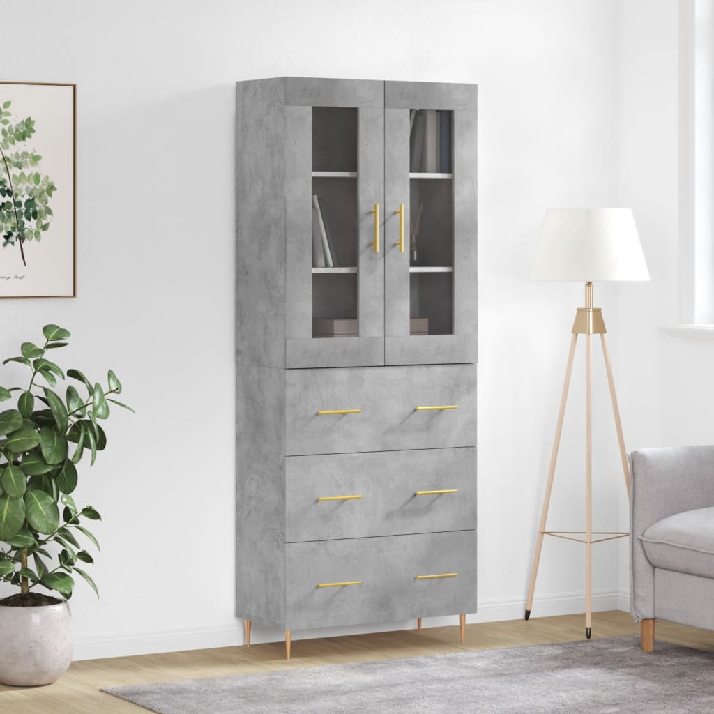 Image Buffet haut Gris béton 69,5x34x180 cm Bois d'ingénierie | Xios Store SNC vidaXL Xios Store SNC