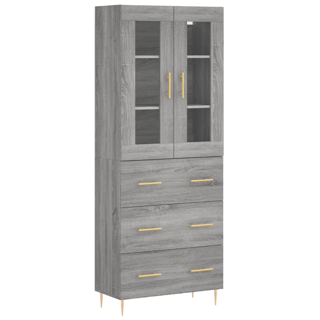 Image Buffet haut Sonoma gris 69,5x34x180 cm Bois d'ingénierie | Xios Store SNC vidaXL Xios Store SNC