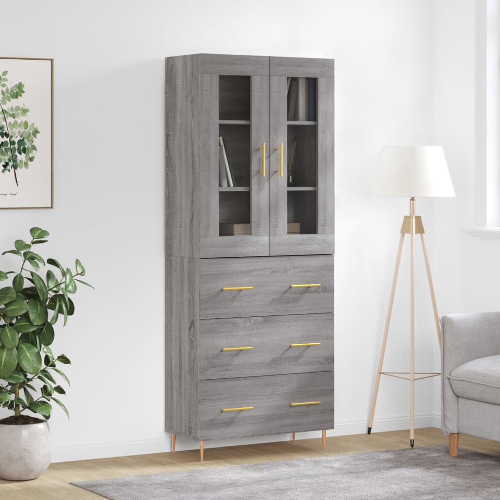 Image Buffet haut Sonoma gris 69,5x34x180 cm Bois d'ingénierie | Xios Store SNC vidaXL Xios Store SNC