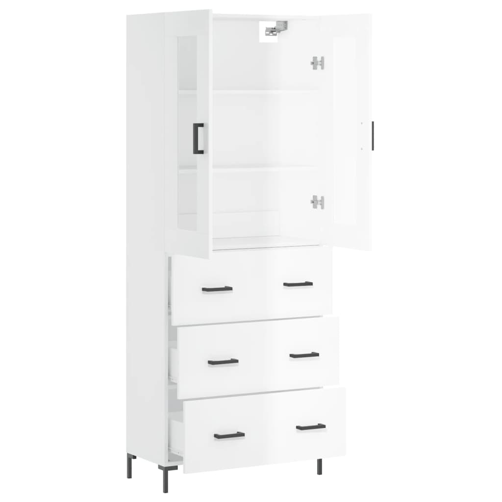 Image Buffet haut Blanc brillant 69,5x34x180 cm Bois d'ingénierie | Xios Store SNC vidaXL Xios Store SNC