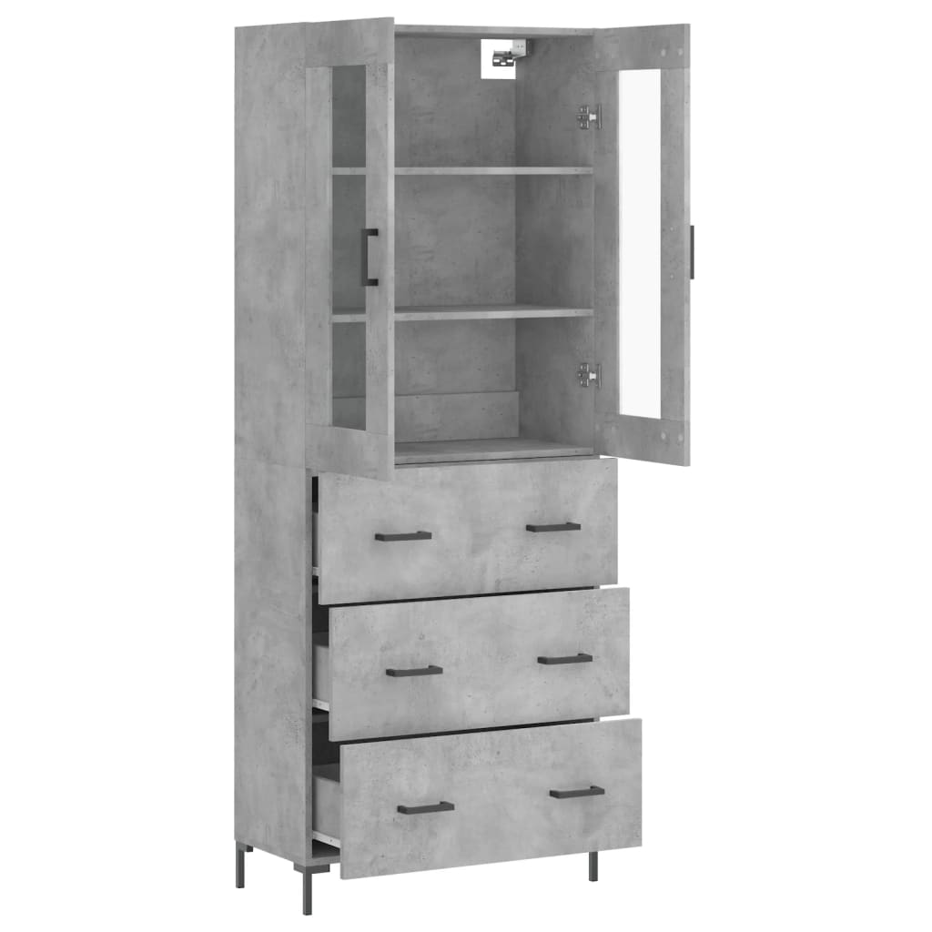 Image Buffet haut Gris béton 69,5x34x180 cm Bois d'ingénierie | Xios Store SNC vidaXL Xios Store SNC