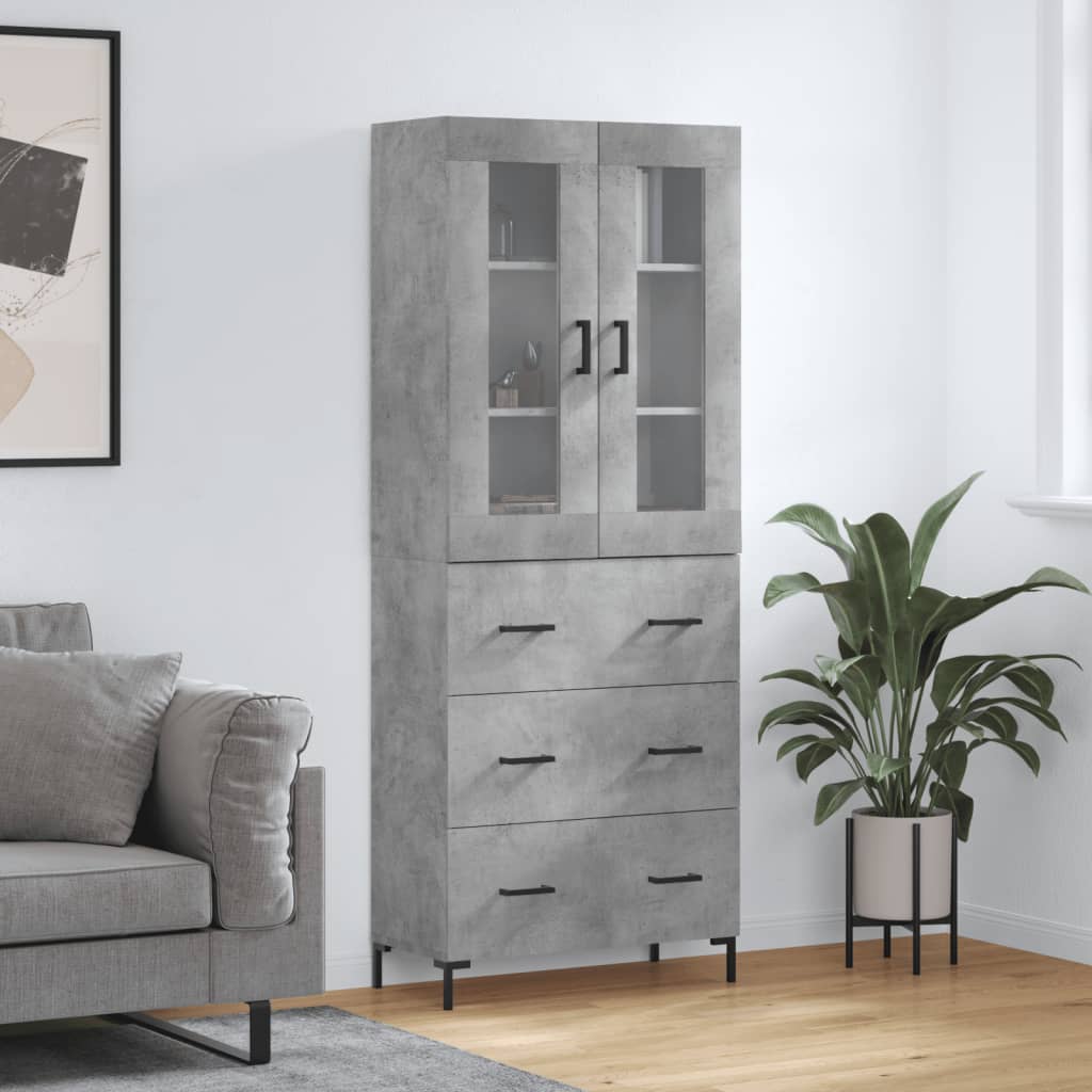 Image Buffet haut Gris béton 69,5x34x180 cm Bois d'ingénierie | Xios Store SNC vidaXL Xios Store SNC