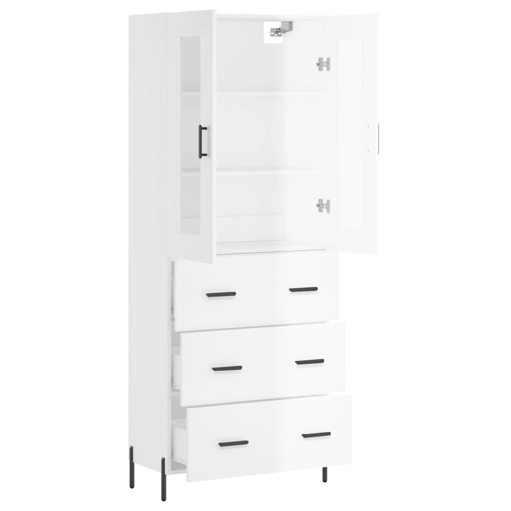 Image Buffet haut Blanc brillant 69,5x34x180 cm Bois d'ingénierie | Xios Store SNC vidaXL Xios Store SNC