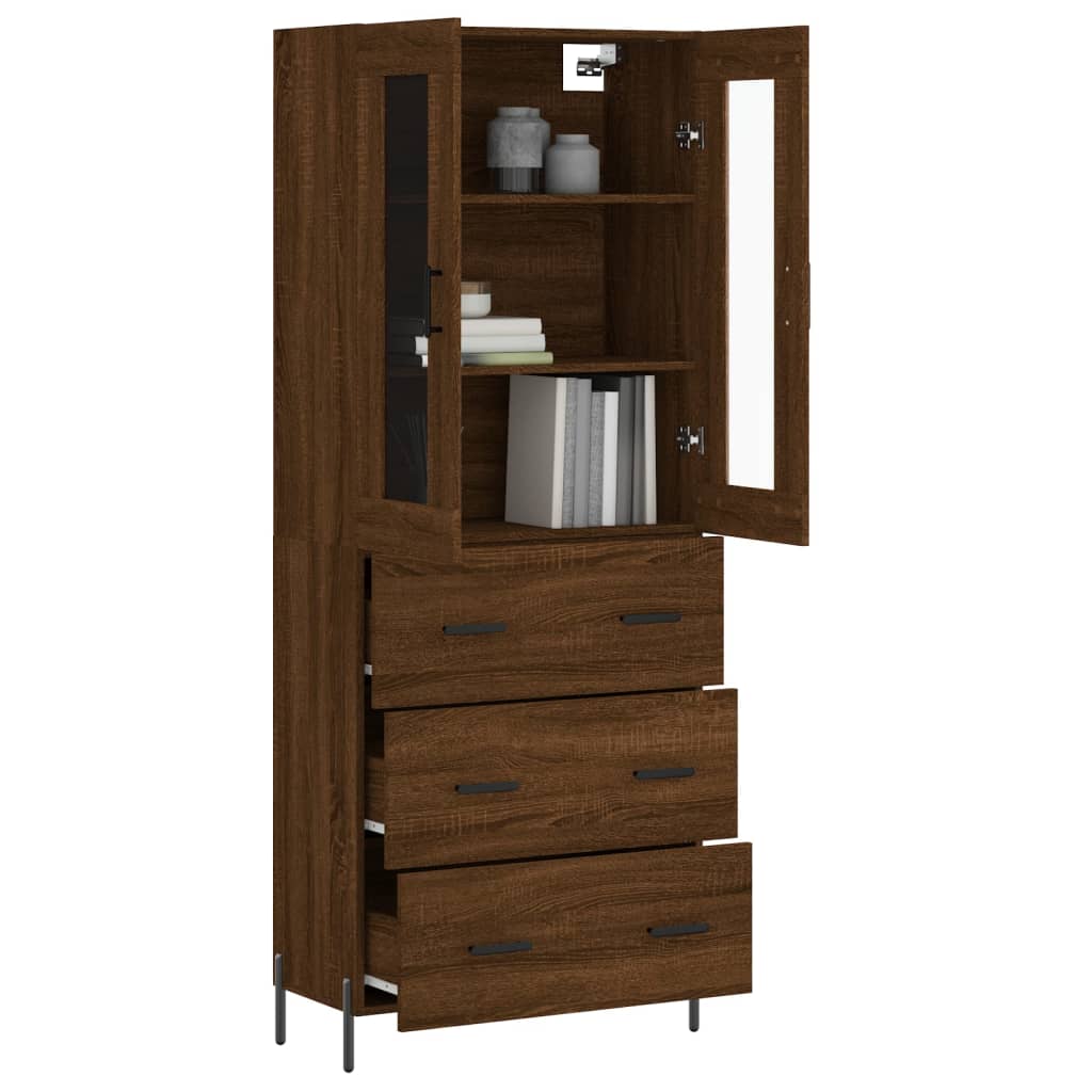 Image Buffet haut Chêne marron 69,5x34x180 cm Bois d'ingénierie | Xios Store SNC vidaXL Xios Store SNC