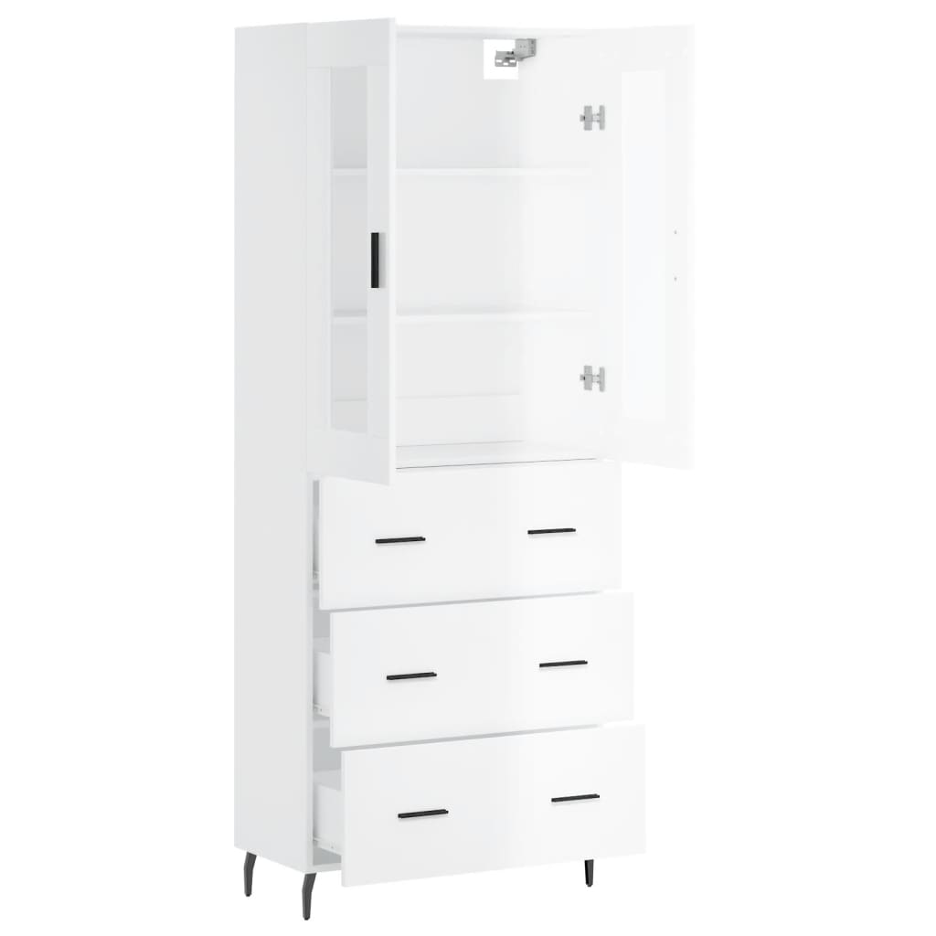 Image Buffet haut Blanc brillant 69,5x34x180 cm Bois d'ingénierie | Xios Store SNC vidaXL Xios Store SNC