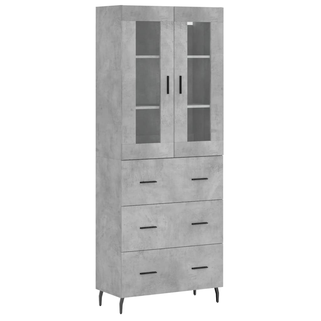 Image Buffet haut Gris béton 69,5x34x180 cm Bois d'ingénierie | Xios Store SNC vidaXL Xios Store SNC