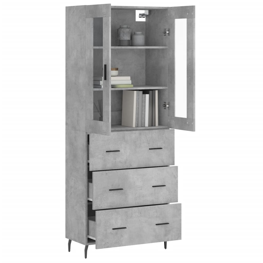 Image Buffet haut Gris béton 69,5x34x180 cm Bois d'ingénierie | Xios Store SNC vidaXL Xios Store SNC