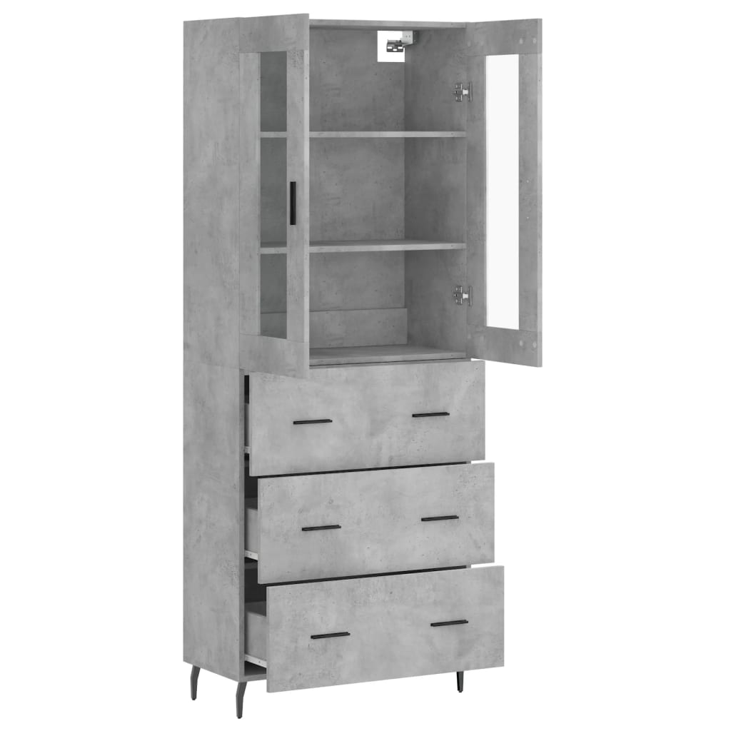 Image Buffet haut Gris béton 69,5x34x180 cm Bois d'ingénierie | Xios Store SNC vidaXL Xios Store SNC