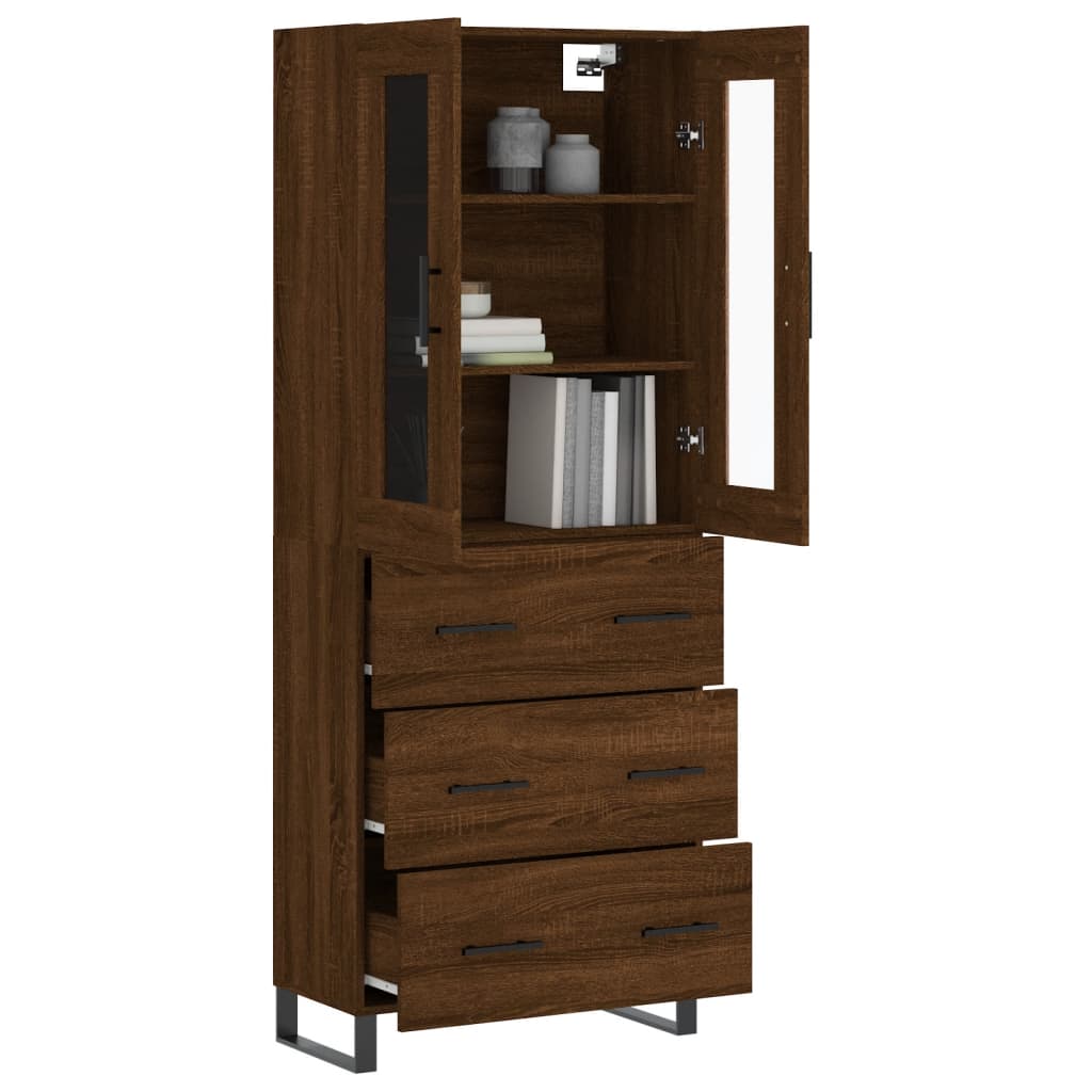 Image Buffet haut Chêne marron 69,5x34x180 cm Bois d'ingénierie | Xios Store SNC vidaXL Xios Store SNC