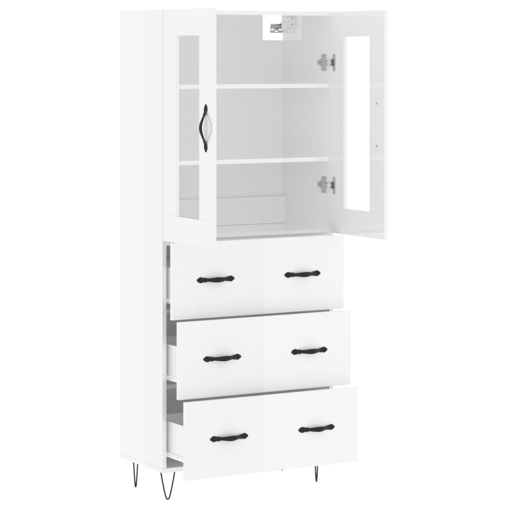 Image Buffet haut Blanc brillant 69,5x34x180 cm Bois d'ingénierie | Xios Store SNC vidaXL Xios Store SNC